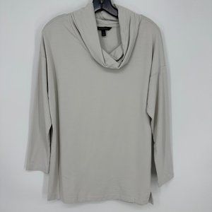 Banana Republic Cowl Neck Top S Relaxed Fit Long Sleeve Blouse Beige‎ Gray